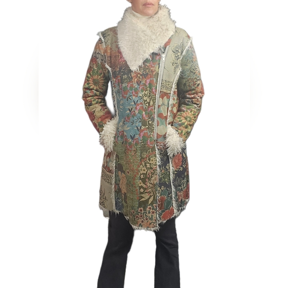 🎁HOLIDAY SPECIAL🎁JOHNNY WAS Sherpa Biya Floral Tapestry Faux Fur Lined Coat - Picture 7 of 16